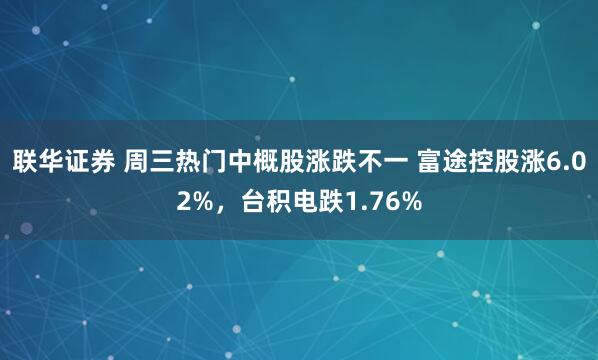 联华证券 周三热门中概股涨跌不一 富途控股涨6.02%，台积电跌1.76%