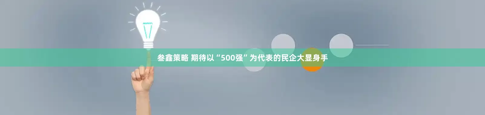 叁鑫策略 期待以“500强”为代表的民企大显身手